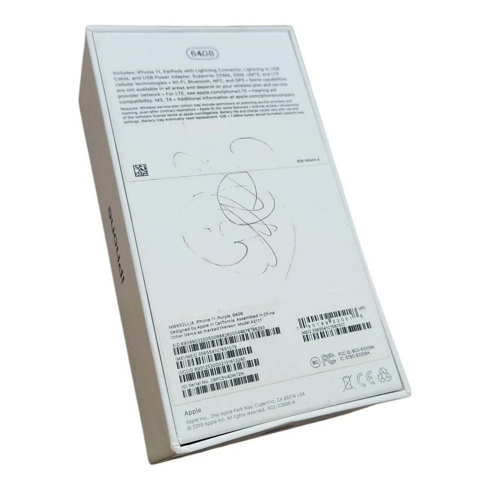 Apple iPhone 11 Empty‎ Retail Box Purple 64GB MWK52LL/A Model A2111 Packaging